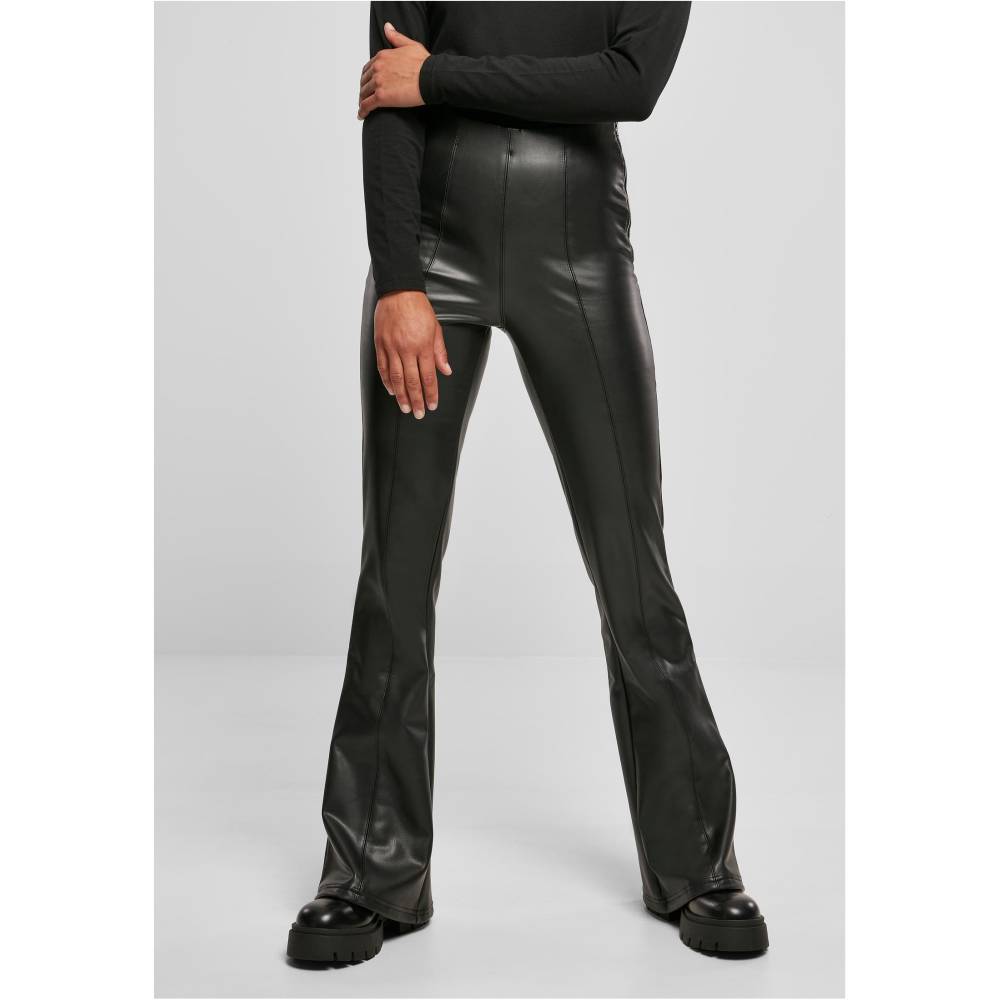 Urban Classics - Synthetic Leather Flared trousers - Black